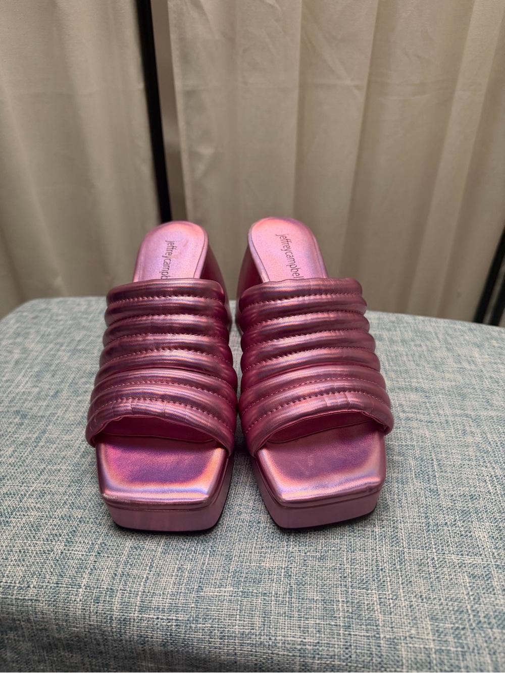 Jeffrey Campbell Metallic Pink Platform Mule Heels Size 8 Y2K